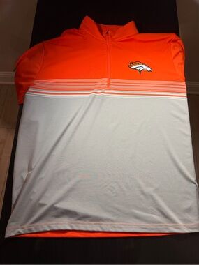 Antigua Denver Broncos Orange & Gray Quarter-Zip Pullover